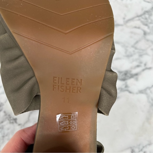 Eileen Fisher Marla Women's Sandals Block Heel Olive Green Suede Leather Size 11 - Picture 11 of 11